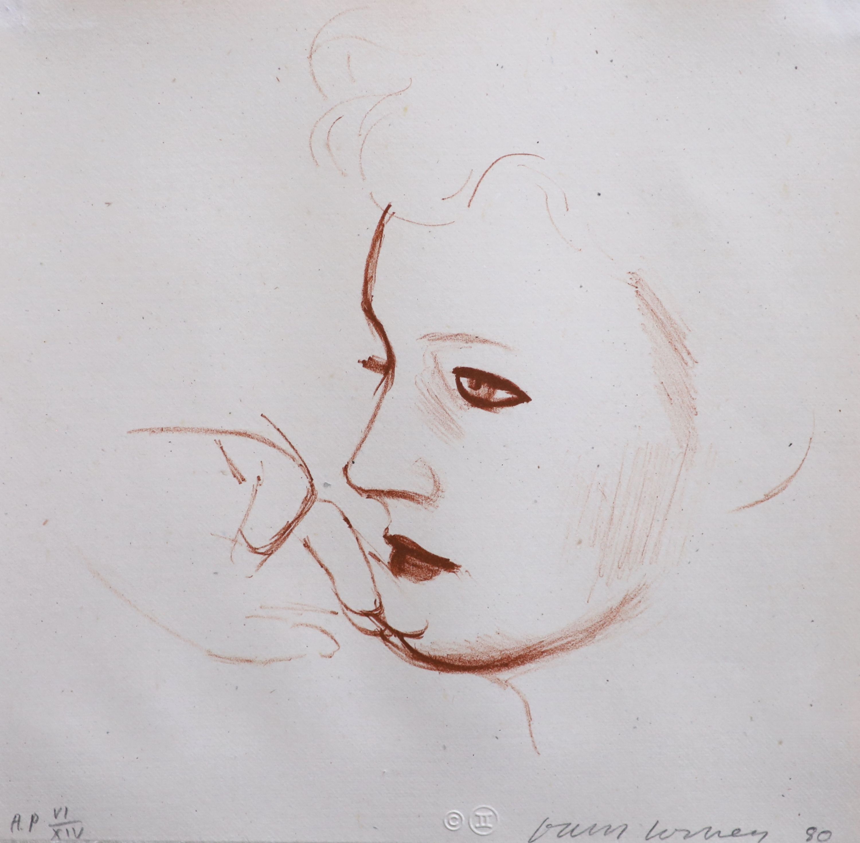 David Hockney (1937-), Celia Looks, 1980, Lithograph, 27 x 27cm.